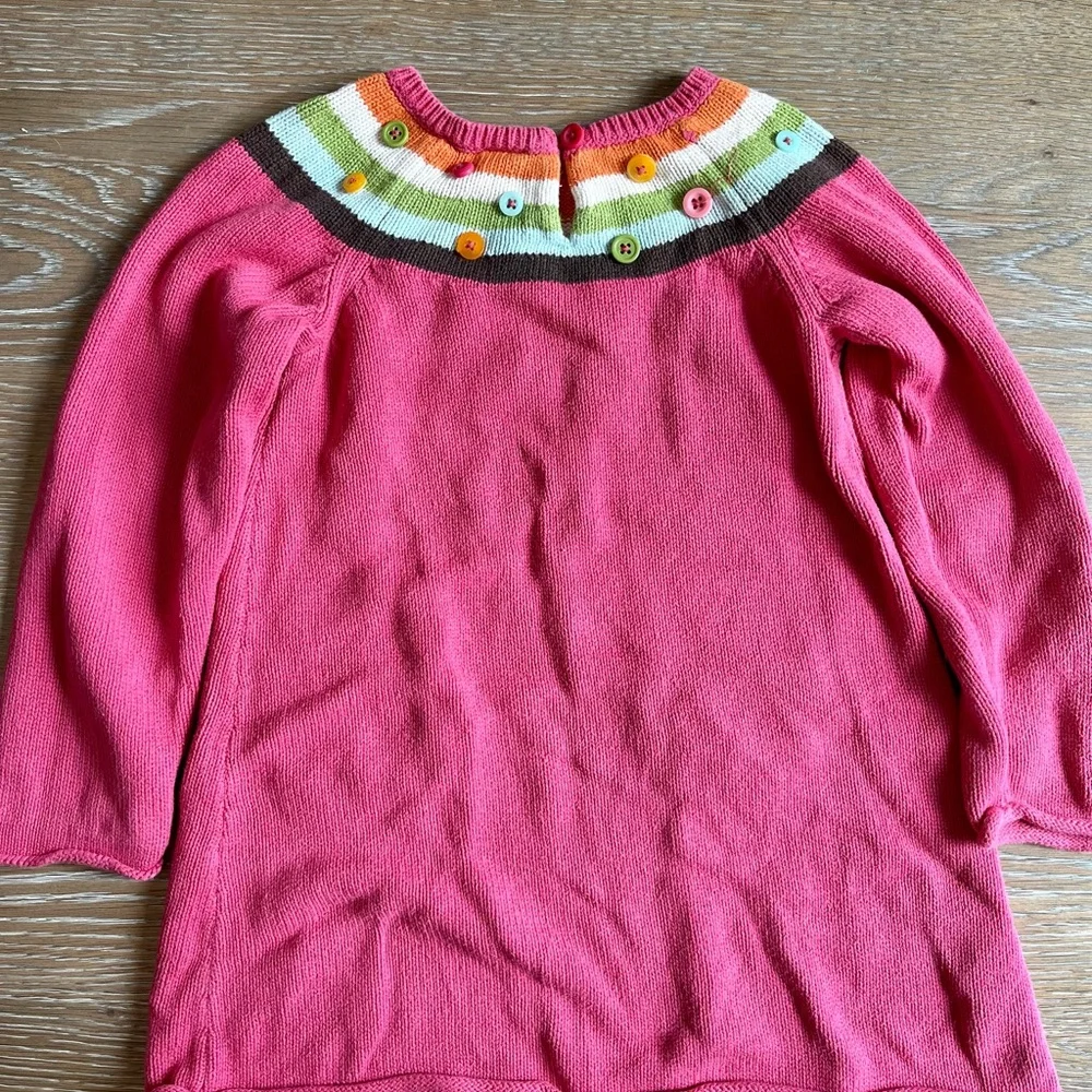 Gymboree Girls pink‎ sweater dress w front pockets & button accents, size 4T EUC